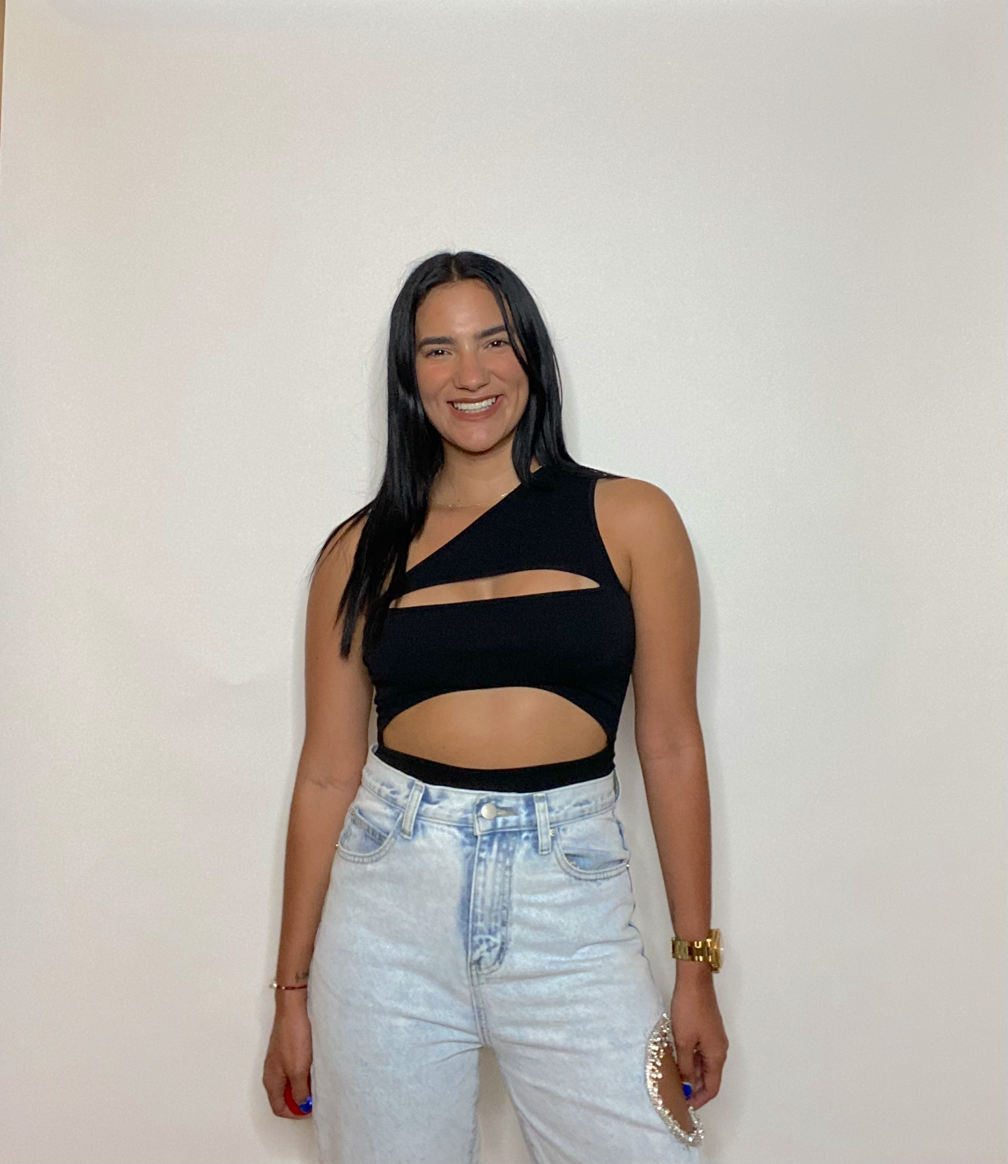 Cut out one shoulder cami