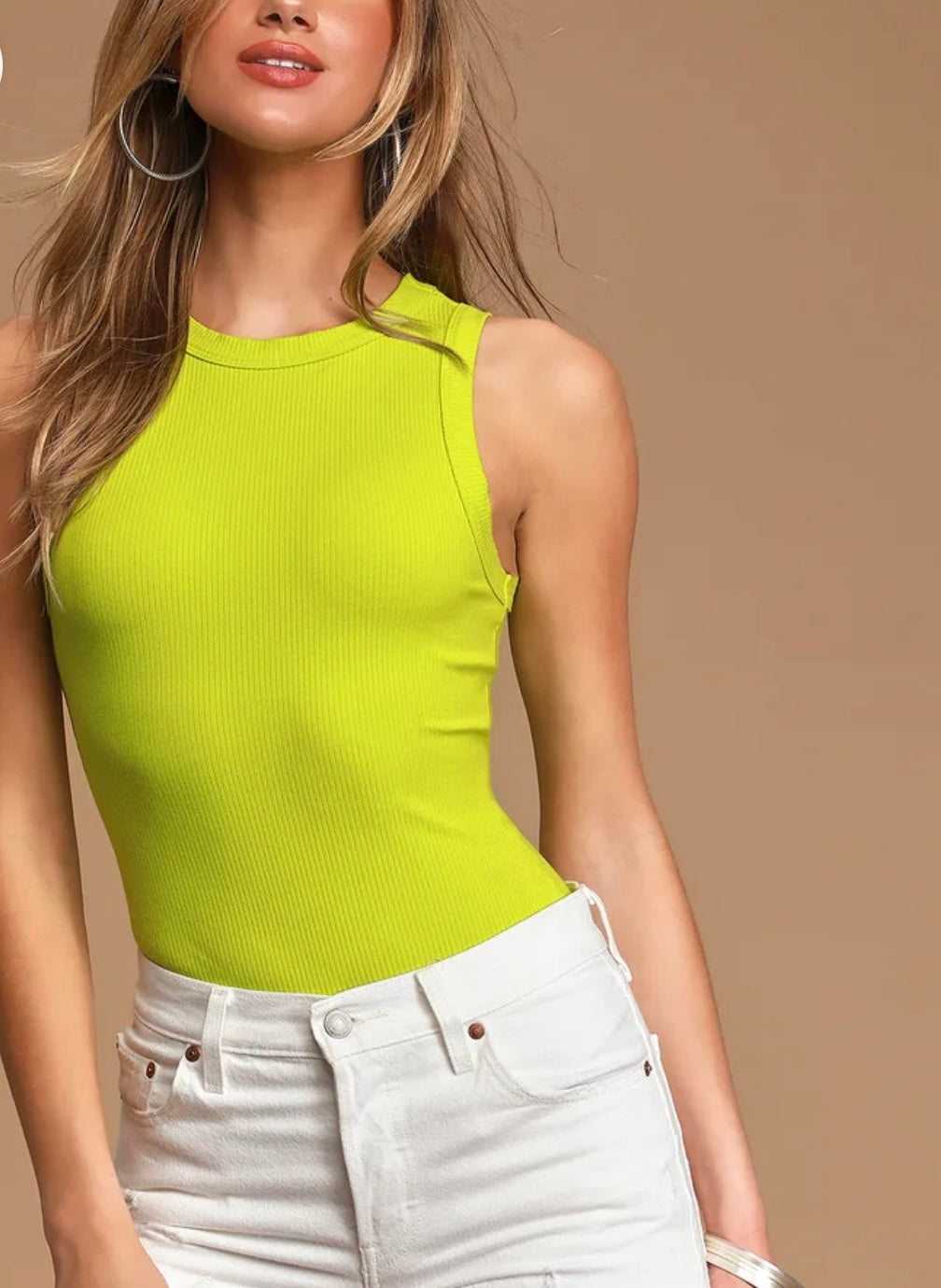 Lime ribbed bodysuit