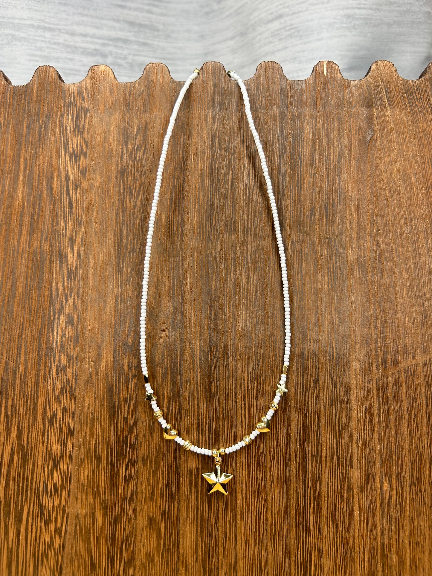 Stars and hearts beaded necklace