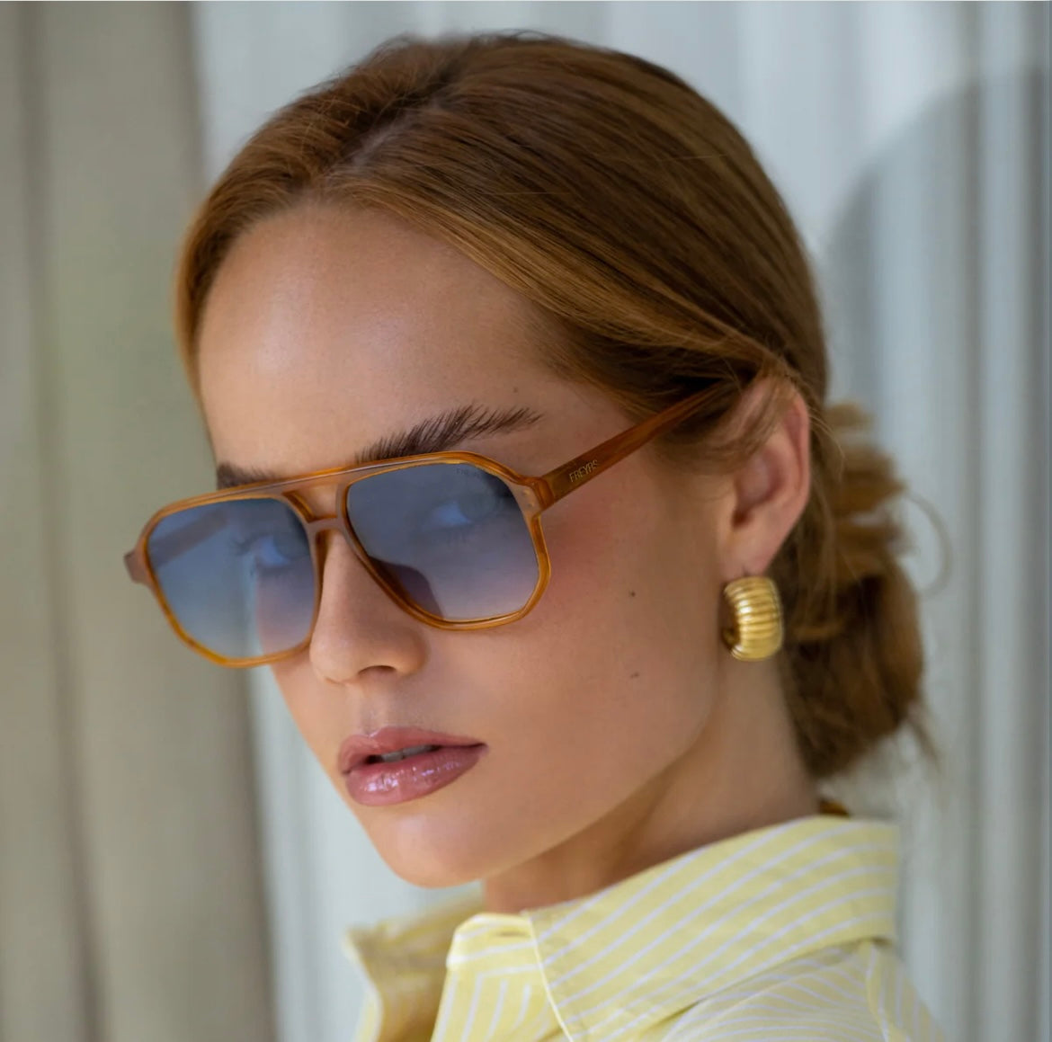 Gold & blue lense sunglasses