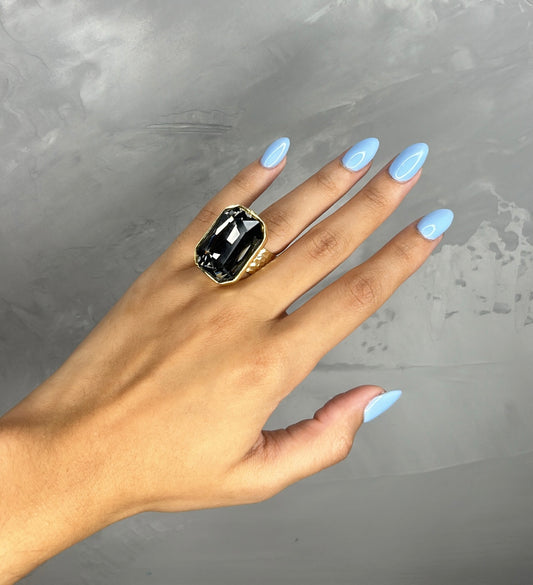 Onyx adjustable ring