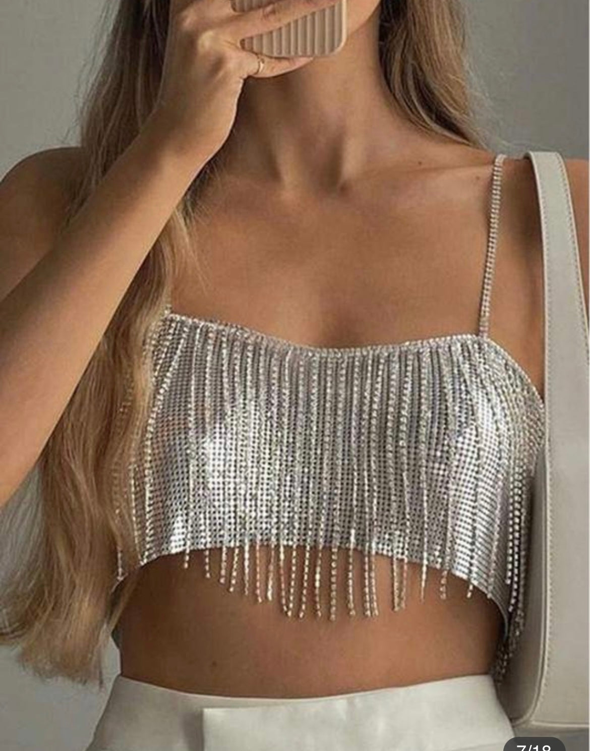 Rhinestones fringe top