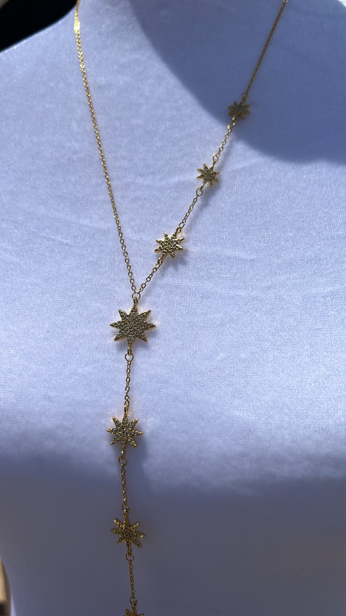 Pave stars long necklace