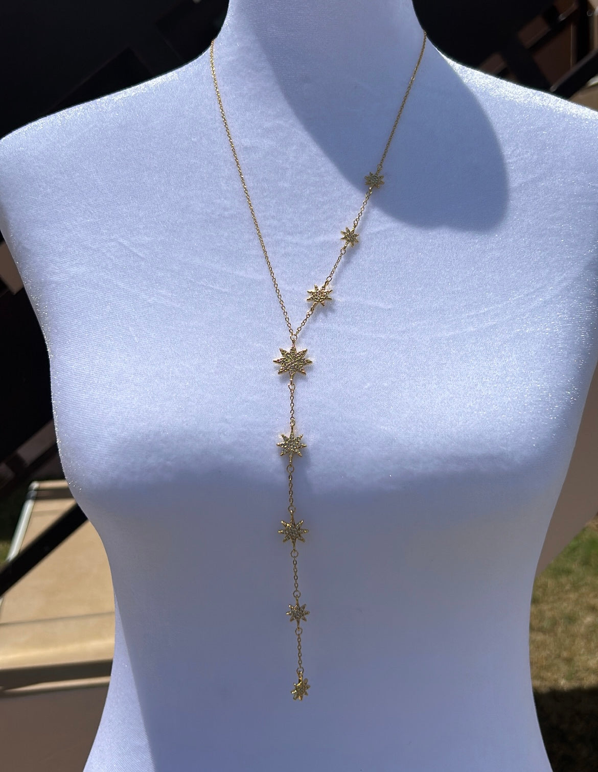 Pave stars long necklace